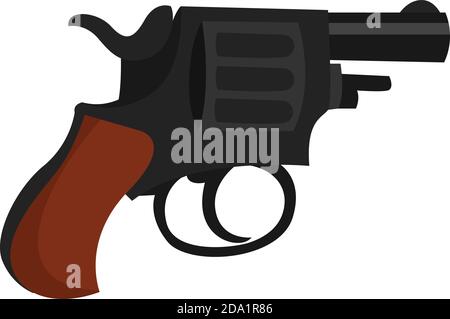 Black revolver , illustration, vector on white background Stock Vector