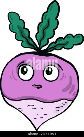 Sad turnip , illustration, vector on white background Stock Vector