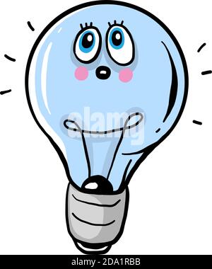 Scared light bulb , illustration, vector on white background Stock Vector