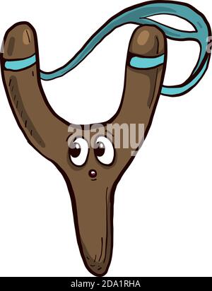 Wooden slingshot , illustration, vector on white background Stock Vector