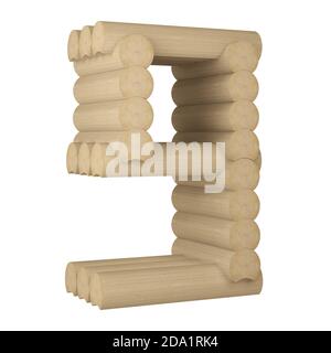 construction of rounded timber in the figure of number 9 isolated. 3d rendering Stock Photo