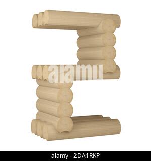 construction of rounded timber in the figure of number 2 isolated. 3d rendering Stock Photo