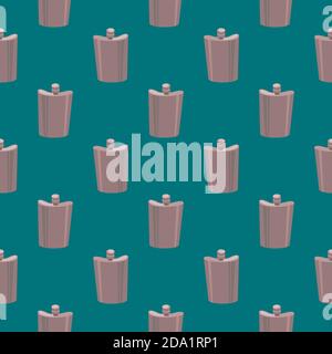 Bronze flask , seamless pattern on a green background. Stock Vector