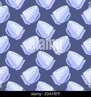 Steam iron , seamless pattern on a blue background. Stock Vector