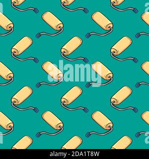 Wall roller , seamless pattern on a blue background. Stock Vector