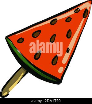 Watermelon ice cream ,illustration, vector on white background Stock Vector