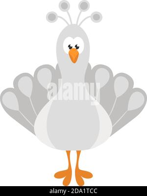 White peacock ,illustration, vector on white background Stock Vector
