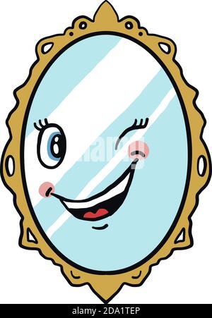 Winking mirror ,illustration, vector on white background Stock Vector