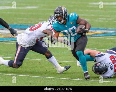 Jacksonville Jaguars linebacker Tyrell Adams (59) walks to the team bench  before an NFL football game against the Pittsburgh Steelers, Saturday, Aug.  20, 2022 in Jacksonville, Fla. The Steelers defeat the Jaguars