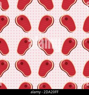 meat steak fillet seamless pattern vector illustration Stock Vector