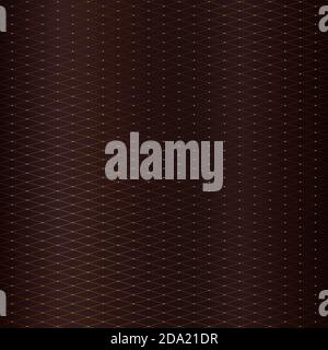 Abstract golden square lines grid with circles pattern on brown metallic background luxury style. Gold rhombus geometric repeating. Vector illustratio Stock Vector