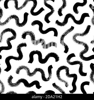 Black paint swirled line vector seamless pattern.  Stock Vector