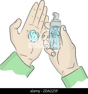 closeup hand washing hands with alcohol gel vector Stock Vector