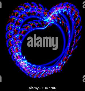 Light painting. Heart shape created by different light sources. Black background. Abstract, fun design Stock Photo
