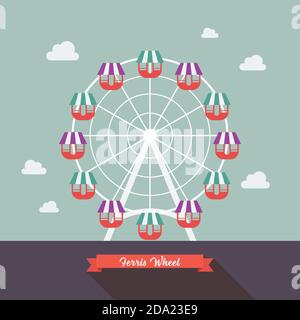 Carnival Ferris Wheel. Flat style design Stock Vector