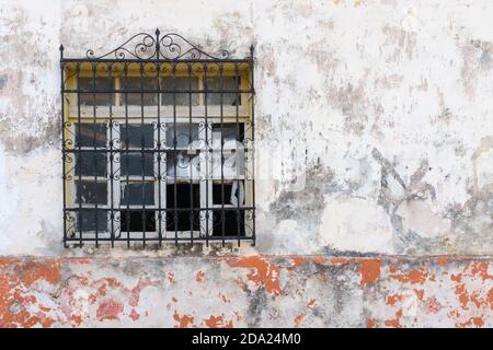 Old decayed facade of a house, Historic center, Merida Mexico Stock Photo