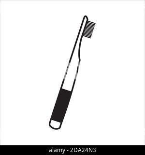 Bamboo toothbrush icon in flat style. Vector image in white background. Zero waste toothbrush. Eco life Stock Vector
