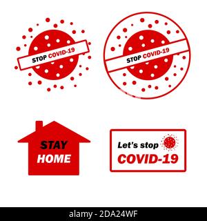 Stay home set covid-19. Working from home. Homeschooling. Vector icons set. Stay home stickers Stock Vector