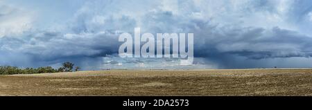 Panoramic view of a severe storm brought by La Niña weather phenomenon, Bowenville near Dalby, Queensland, QLD, Australia Stock Photo