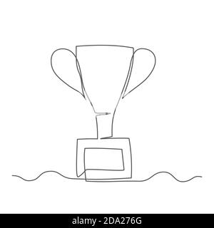 Trophy cup One line drawing Vector trophy cup in line style on white background Stock Vector