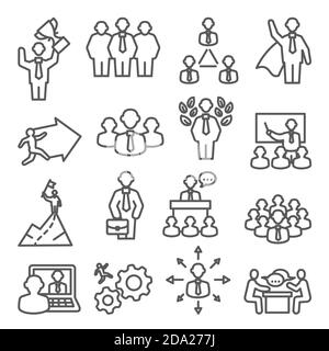 People line icons Vector set isons for teamwork management and business Stock Vector