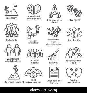 Employment line icons set on white background Stock Vector