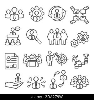 Employee line icons Business and Management Icons Stock Vector