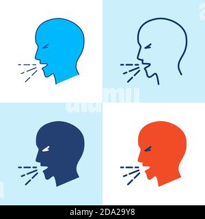 Coughing person icon set in line style Stock Vector