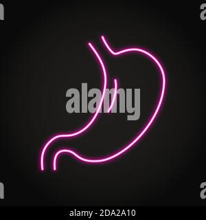 Neon human stomach icon in line style Stock Vector