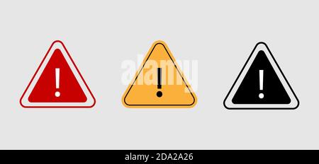 Alert icon, exclamation mark in triangle shape. Precaution and attention message. EPS 10 Stock Vector