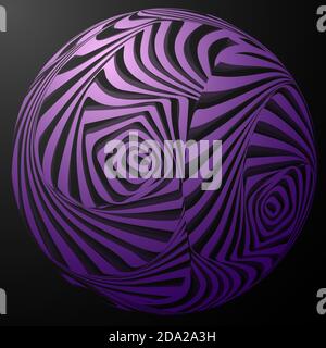 3d ball of purple color with an abstract pattern on a black background, vector illustration, eps 10 Stock Vector