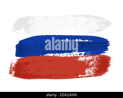 Abstract brush painted in grunge style national flag of Russia Stock Vector