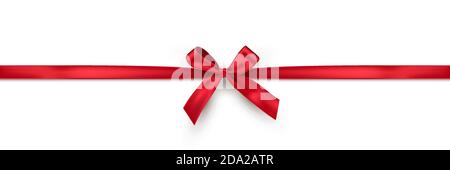 Red bow with horizontal ribbon. Vector decorative design element Stock Vector