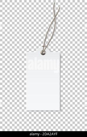Blank white rectangular paper price tag isolated on transparent background Stock Vector