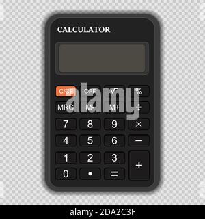Electronic black calculator on a transparent background. Isolated vector illustration. EPS 10 Stock Vector