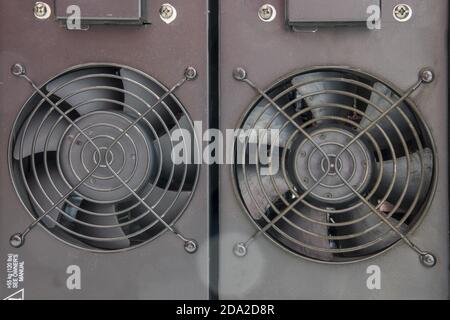 Two server blocks with large fans Stock Photo