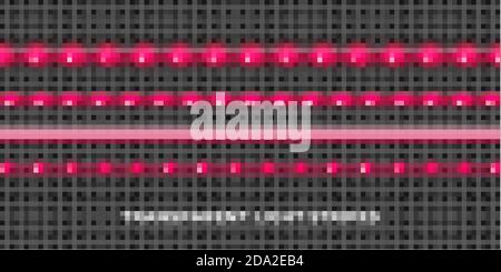 Red LED strips set. Colorful glowing illuminated tape decoration. Realistic neon lights Stock Vector