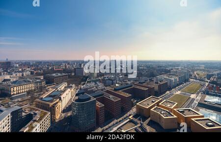 evening panorama of Berlin with Potsdamer Platz Stock Photo