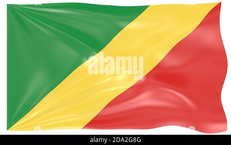 Congo Flag. 3d illustration of the waving national flag with a copy ...