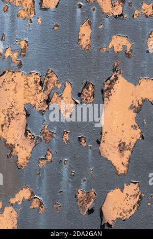 Painted metal grunge background, iron plate with peeling paint Stock Photo