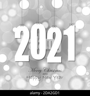 eps vector file with white colored hang tag numbers for New Year 2021 Stock Vector
