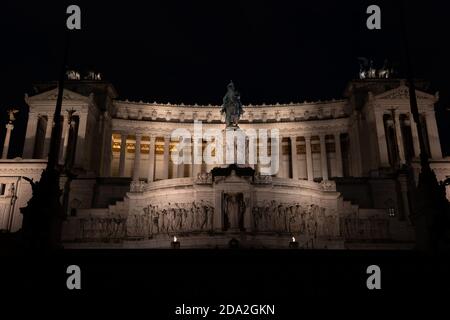 Altar of the Fatherland - Victor Emmanuel II Monument at night in Rome, Italy Stock Photo