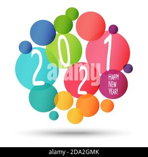 eps vector file with colored bubbles background concept for New Year 2021 greetings Stock Vector
