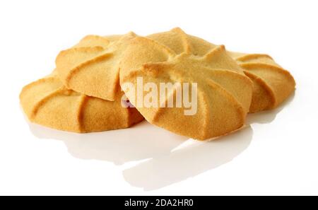 Heap of Danish butter cookies isolated on white background Stock Photo