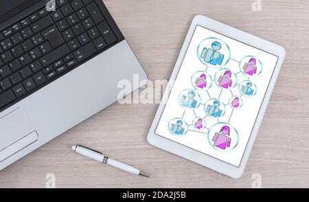 Social network concept shown on a digital tablet Stock Photo