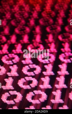 Illustration of blurry cool looking red code numbers - copy space Stock Photo