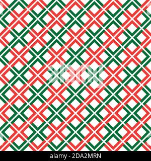 Vector seamless pattern. Decorative element, design template with striped green and red diagonal inclined lines. Background, texture with optical Stock Vector