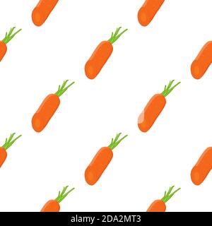 Illustration on theme of bright pattern yellow carrot, vegetable root for seal. Vegetable pattern consisting of beautiful carrot, many plant root. Sim Stock Vector