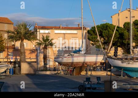 Sainte Maxime, Var, France - Dry dock in the port Stock Photo