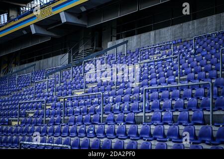 Brondby, Denmark. 08th, November 2020. Empty seats due to COVID19 restrictions in the 3F Superliga match between Broendby IF and Odense Boldklub at Brondby Stadium. (Photo credit: Gonzales Photo - Kent Rasmussen). Stock Photo